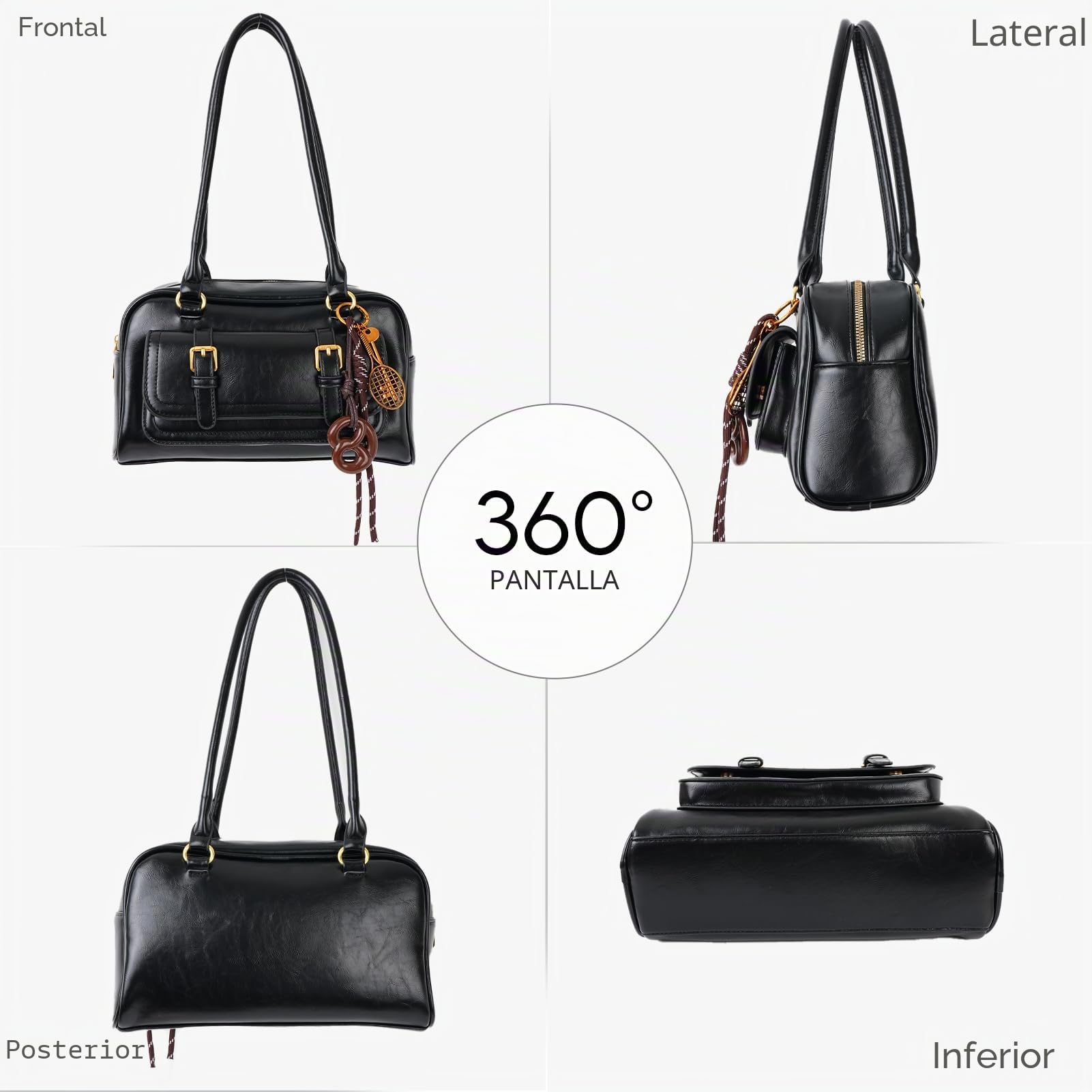 Bolso de Hombro para Mujer Y2K de Moda Bolso de Mano Cuero Vegano Bolso Hobo Bolso de Compras Elegante Bolsos Y2K Vintage para Conciertos Trabajo Diario