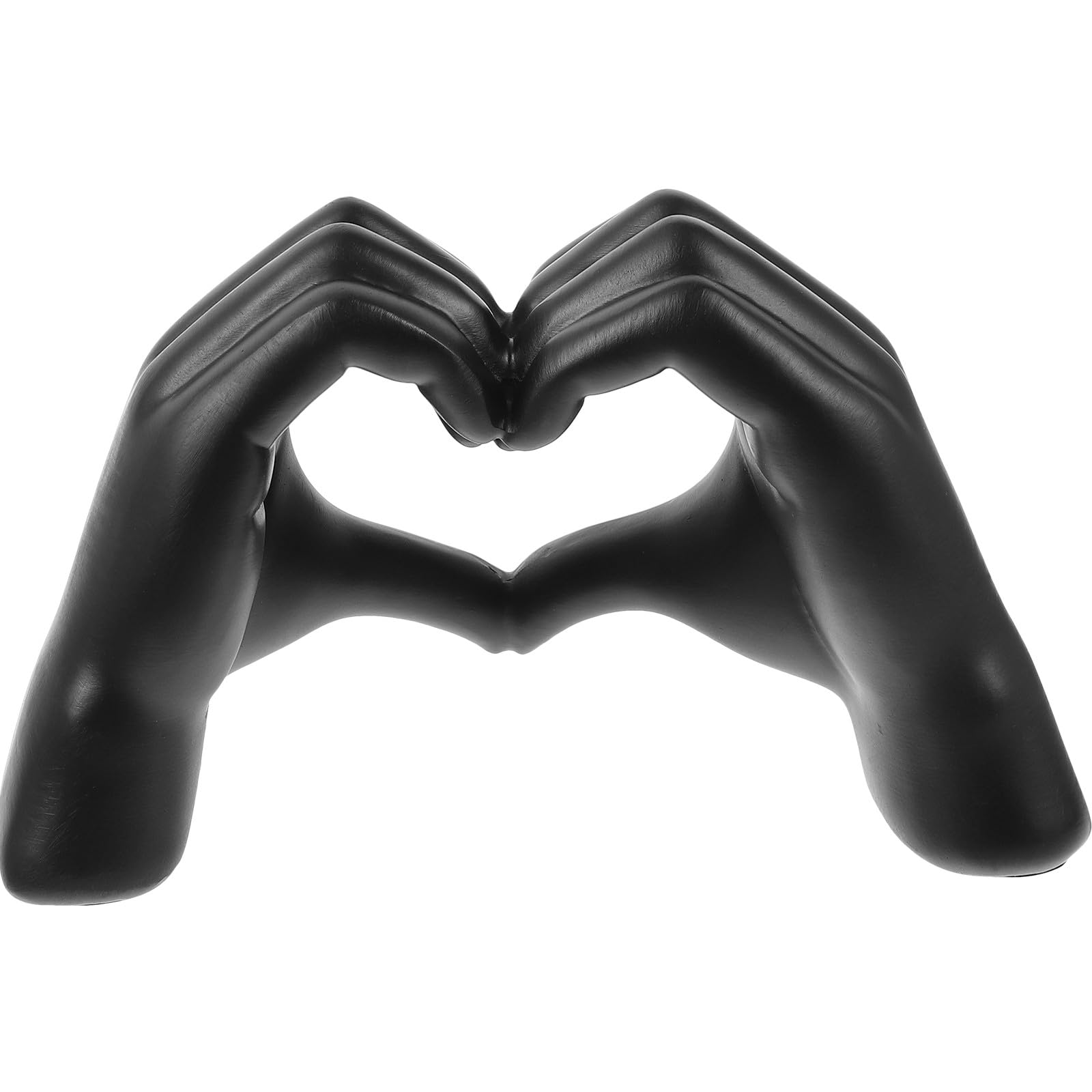 GANAZONO Scultura da Tavolo a Forma di Cuore Gesto della Mano in Resina Nera, Resistente e Robusta, Decorazione Elegante per Interni e Scrivania