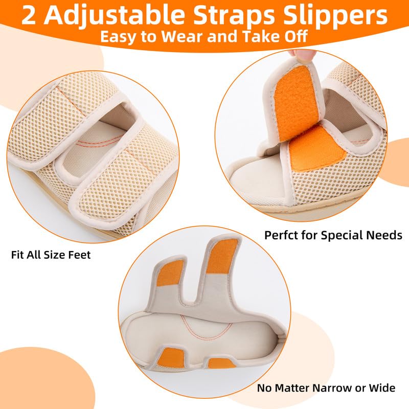 Image of WALKFUN Women's Slippers with Arch Support, Adjustable Open Toe Shoes for Women, Diabetic Sandals with Memory Foam for Plantar Fasciitis