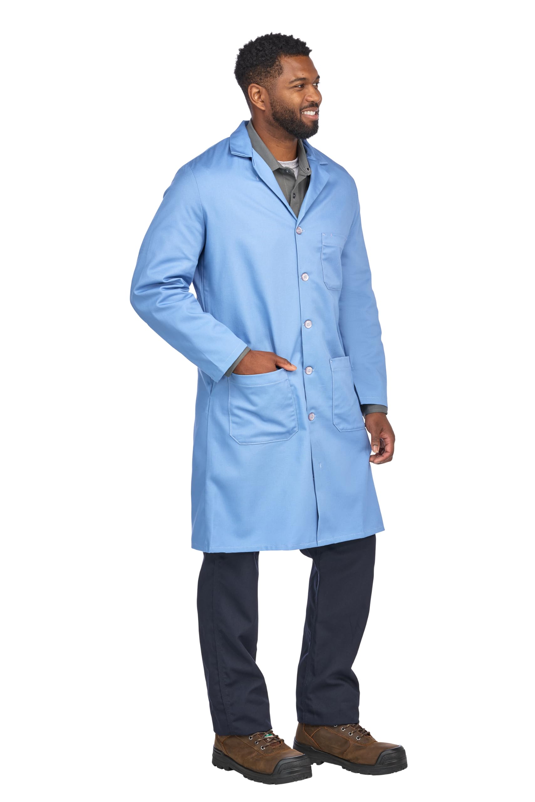 Bulwark Flame Resistant 7 oz Cotton Lapel Collar Lab Coat, Light