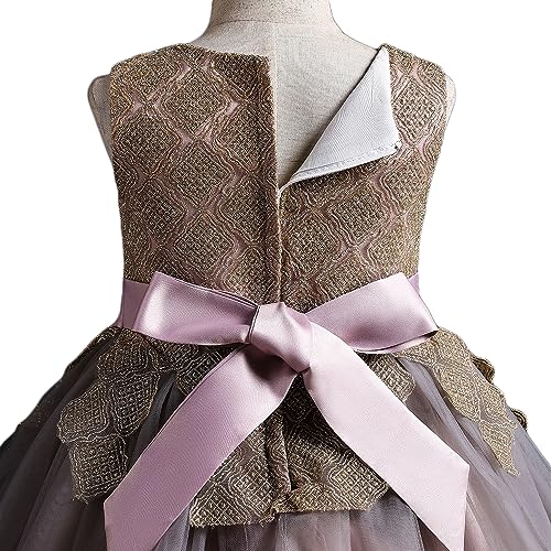 Image of Hopscotch Girls Gray Sleeveless Floral Embellished Party Dress