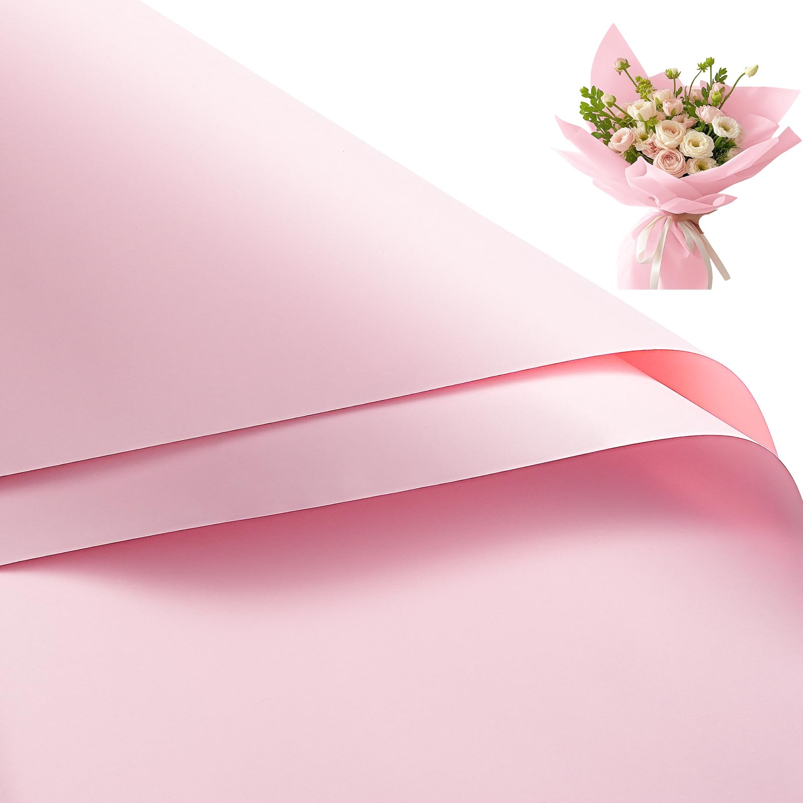 Photo 1 of [MISSING SHEETS] RUSPEPA 20 Sheets Flower Wrapping Paper, Waterproof Floral Bouquet Wrapping Paper, Florist Supplies Packaging for Birthday, Party, Wedding and DIY Crafts - Pink