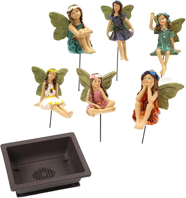 SmaUnicorn 6pcs Mini Fairies, Miniature Fairies Figurines Fairy Garden Accessories for Pot Plants and Outdoor Indoor Garden Yard Resin Fairy Garden Ornaments