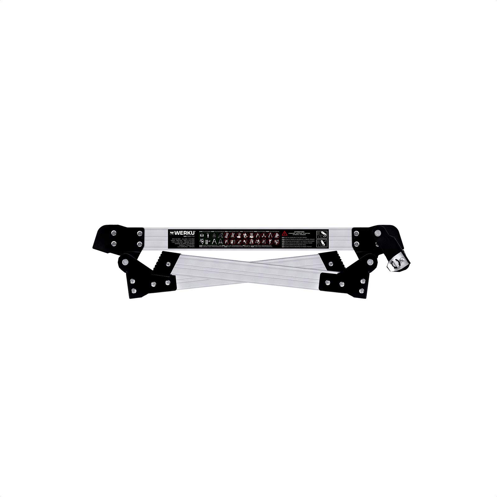 Werku WK700170, Plataforma, Largo 100 cm, Ancho 45 cm, Alto 75 cm, Capacidad de carga 150 kilos, Aluminio 1.5 mm, Plegable, Antideslizante