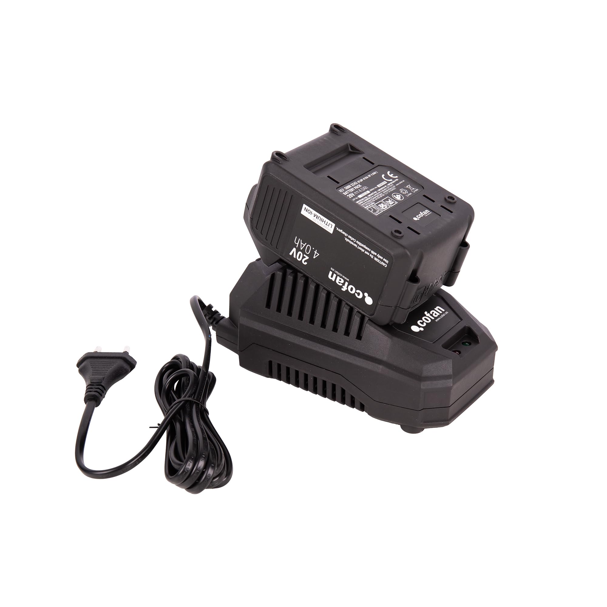 Cofan Pack de Cargador 20 V 4.5 A + batería 20 V 4.0 Ah Li-Ion | Sistema 1 for All | Protección Avanzada | Carga Segura