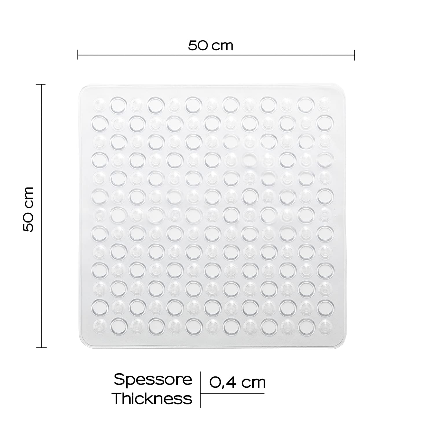 Gedy G-Maim Non-Slip Shower with Suction Cups, Size: 50 x 50, Resin Bath Mat, Transparent Finish, R&D Design, Made in Italy - Image 2