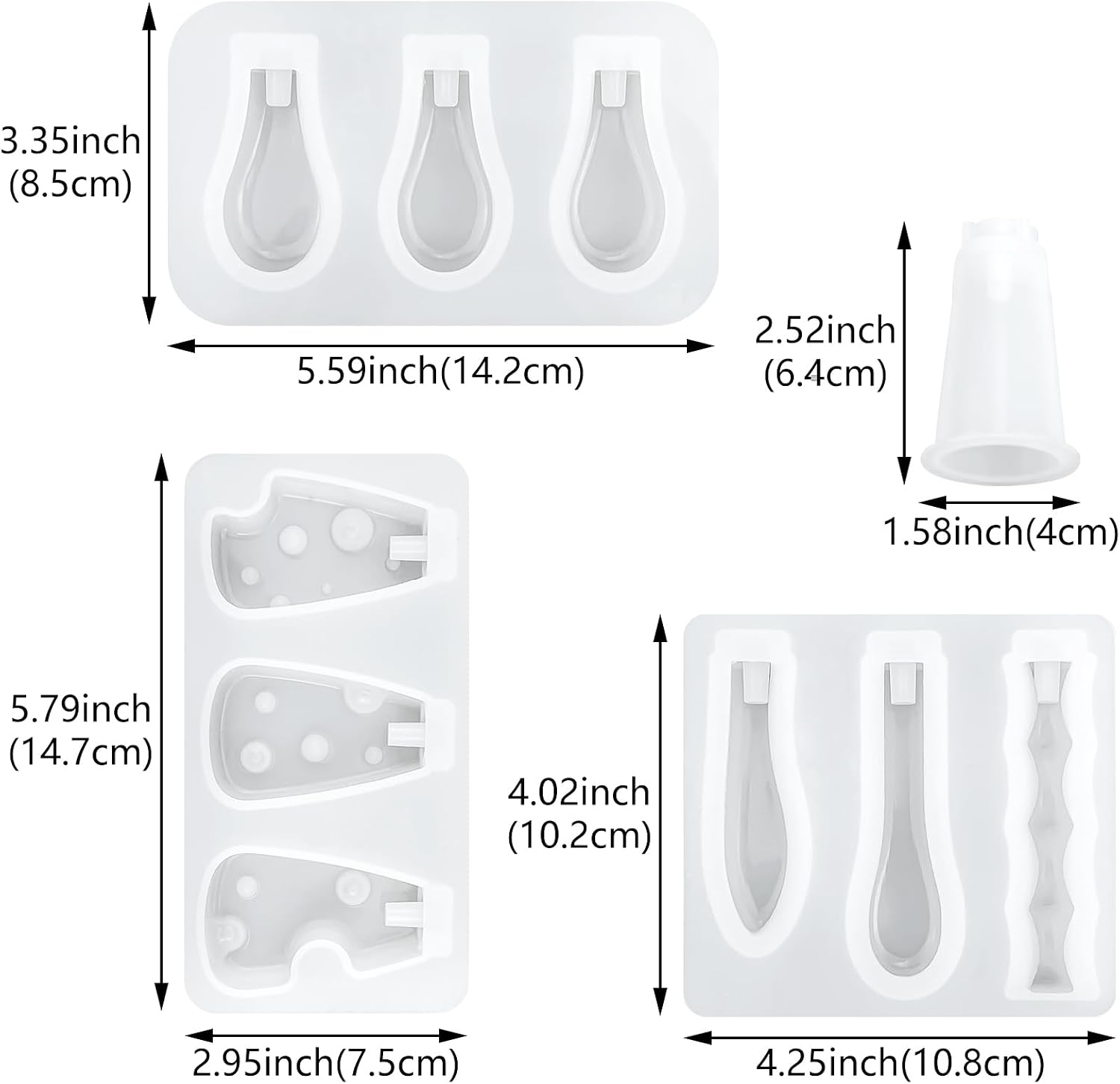 4 Pcs Tableware Resin Molds Charcuterie Board Knife Base Handle Epoxy Mold Cheese Shape Hilt Knife Fork Resin Casting Molds for DIY Cutlery Handle