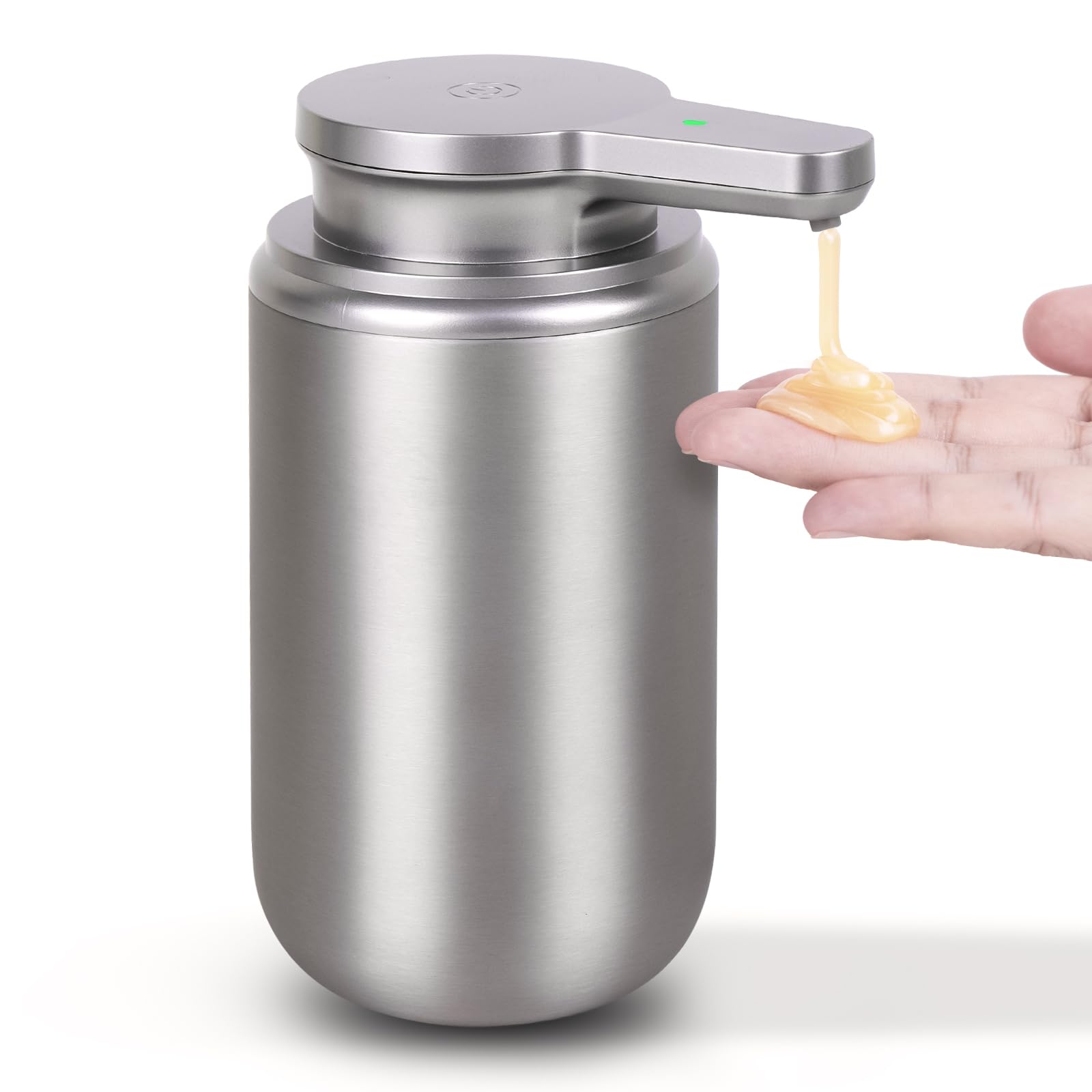 Automatischer Seifenspender, Edelstahl-Handseifenspender für Badezimmer, Küche, wiederaufladbar, berührungslos, Handseifenpumpe, 340 ml