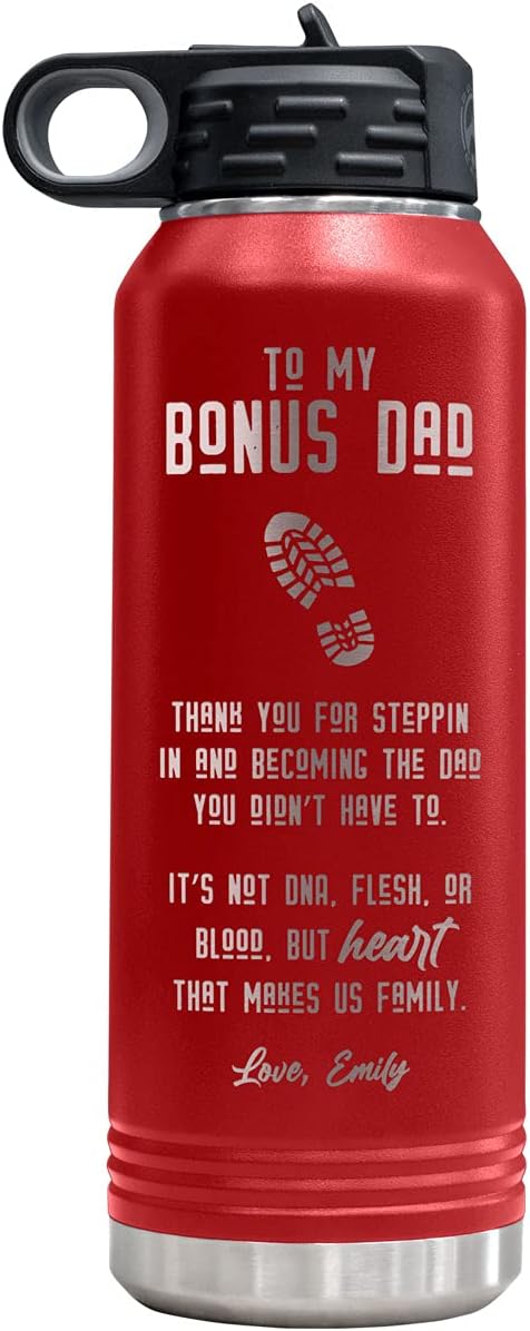 Personalized Bonus/Step Dad Water Bottle (Blue)
