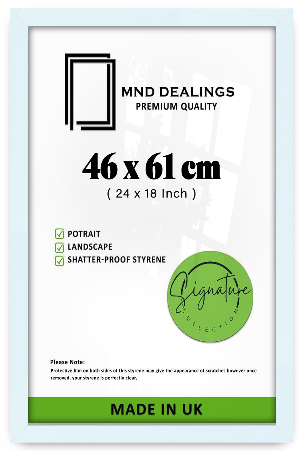 Mnd Dealings White 46 X 61 Cm Wall Picture Frame | Classic Poster & Photo Display | Sleek Mdf & Perspex | Modern Home Or Office Decor | [White]
