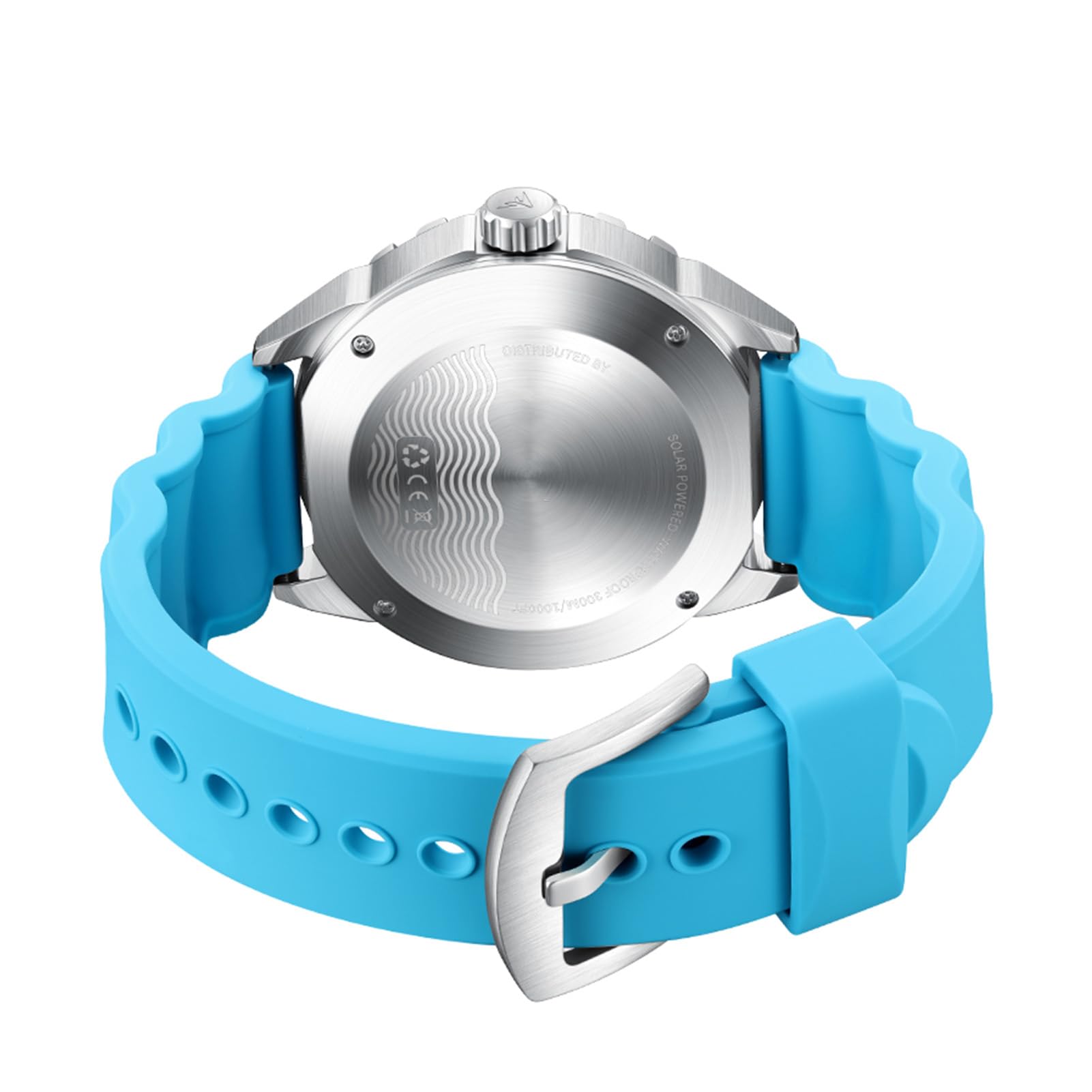 Matybobe Montre de Plongée à Quartz à énergie Solaire, Lueur Nocturne, Bracelet en Silicone Résistant à la Pluie pour Hommes et Femmes, Précision Durable et Respectueuse de (Bleue)