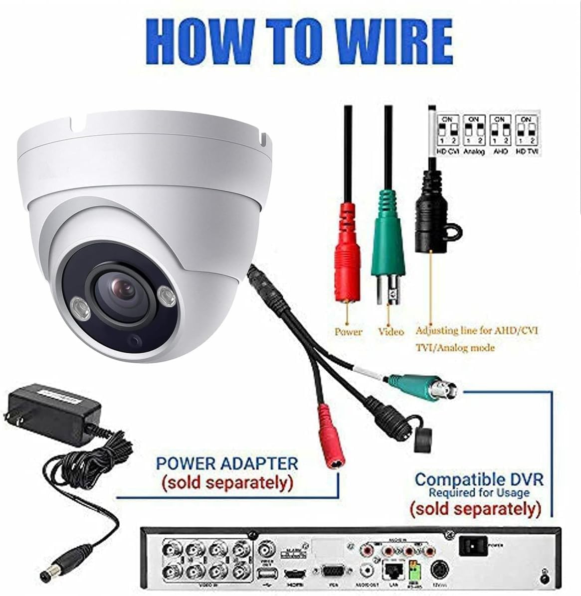 Real HD 4K 8MP Lite Dome TVI CVI AHD Analog 4 in 1 CCTV Security Camera, 65ft IR Night Vision, 2.8mm 100° Wide Viewing Angle, Outdoor, Full Metal Housing, ONLY Compatible with 8MP DVR