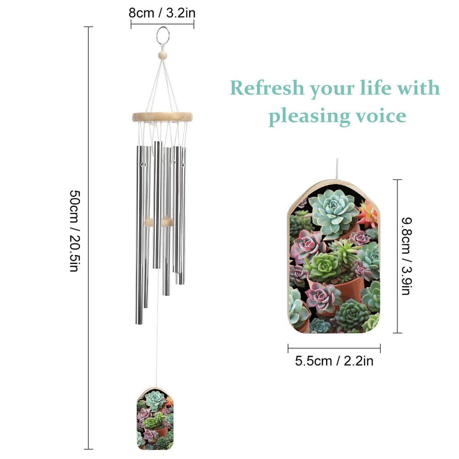 Outdoor Wind Chimes, Succulents Printed Wind Chimes,Simple Wind Chimes,Curtain Wind Chimes for Home Decoration