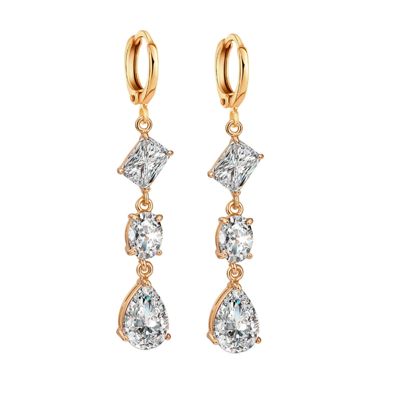 Damen Ohrstecker Vintage für Damen, Trendy mit Moissanit Baumel-Ohrringe, Gelbgold Modeschmuck Ohrringe Gold für Sie