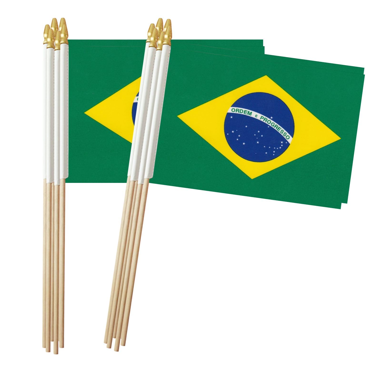 Zigvert Brazil Stick Flag, Brazilian Small Mini Hand Held Flags, Small Brazil Flag 5x8 Inch,12 Pack, Party Decorations Supplies for Parades,World Cup,Festival Events
