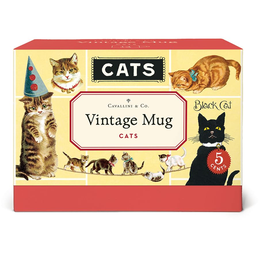 Taza cerámica CAVALLINI Vintage Cats 14 oz miniatura 2