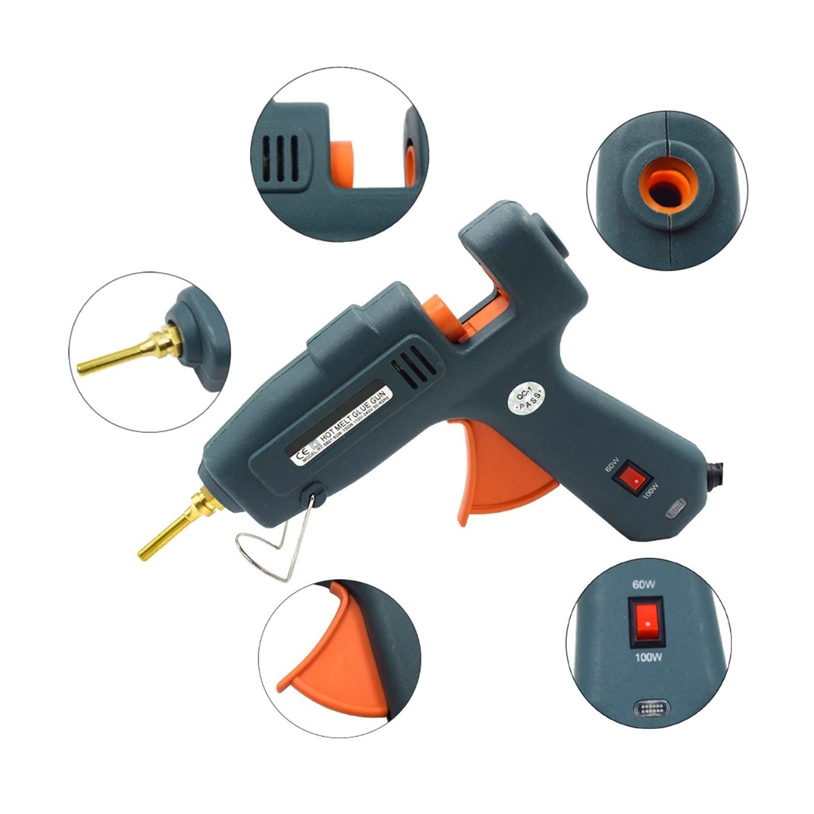Pistolet Do Klejenia Na Gorąco Z Klejem W Sztyfcie O Średnicy 11mm Pistolety Przemysłowe Termoelektryczne Narzędzie Pomiaru Temperatury Ciepła Szybkie Niezawodne Klejenie(Set-6W)
