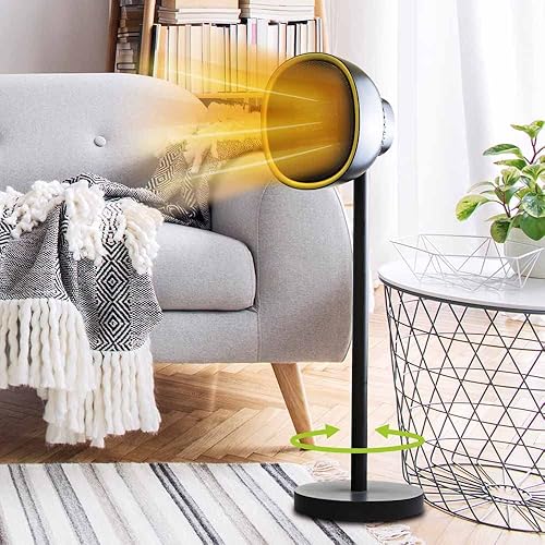 Calentador eléctrico infrarrojo de 1500 W con control remoto, oscilación de 65, 3 modos de alimentación, calienta habitaciones pequeñas rápidamente.