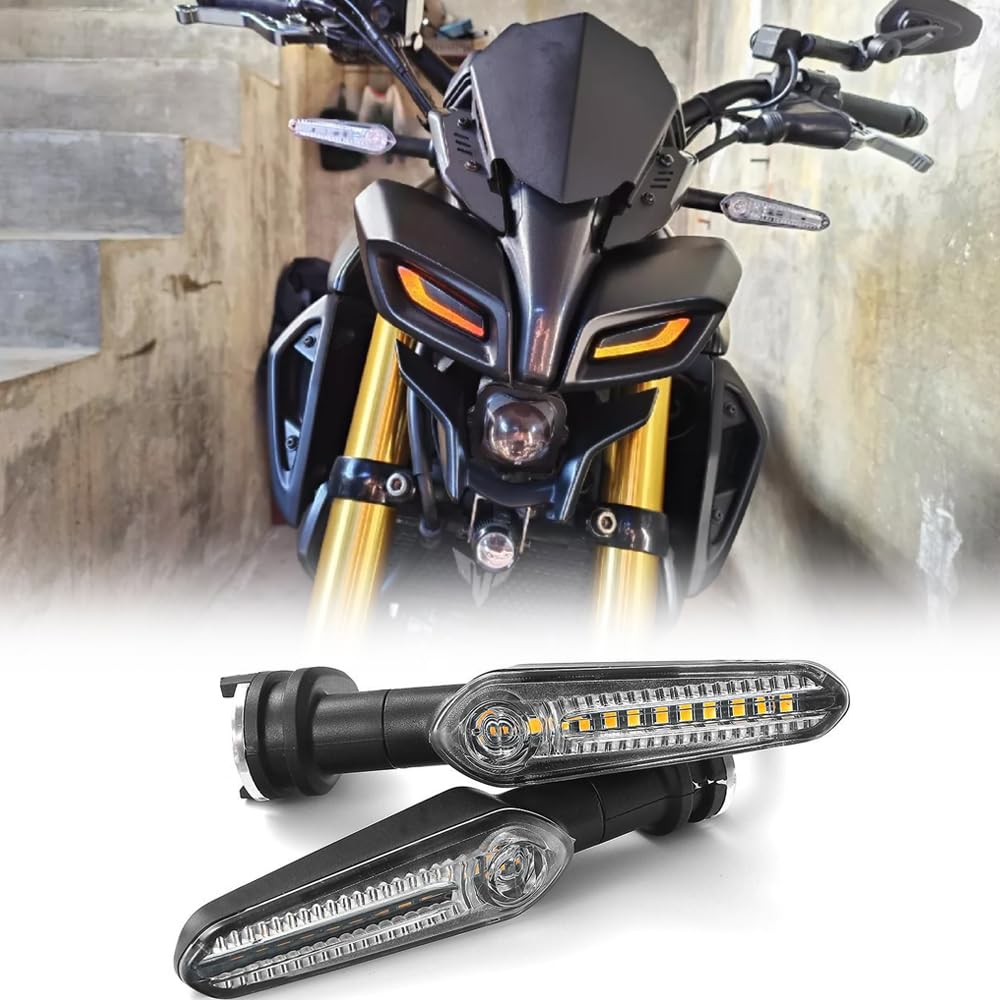 Generic LED Turn Signal Light For YA-MA-HA MT07 Tenere 700 XJ6 FZ6 MT09 Tracer 900 MT09 MT10 MT03 FZ25 MT15 R7 R9 TMAX530 Motorcycle Flashing Directional Flasher, clear