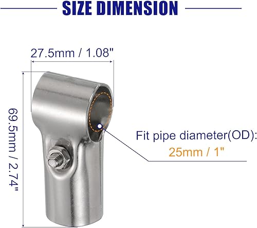 Miniatura 10 de uxcell Conector de abrazadera de tubo en T, 2 piezas, conector de tubería estructural, abrazadera de valla de enlace de cadena de acero inoxidable,