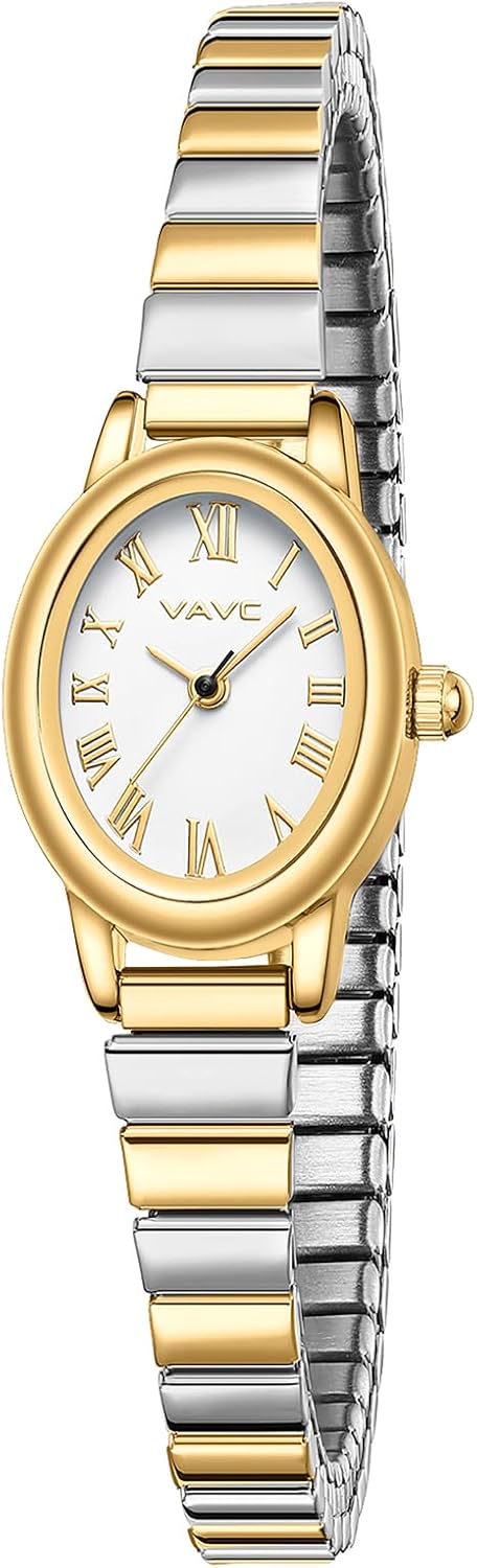 Small Gold Watches for Women,Analog Womens Watch with Stainless Steel Expansion Ban...