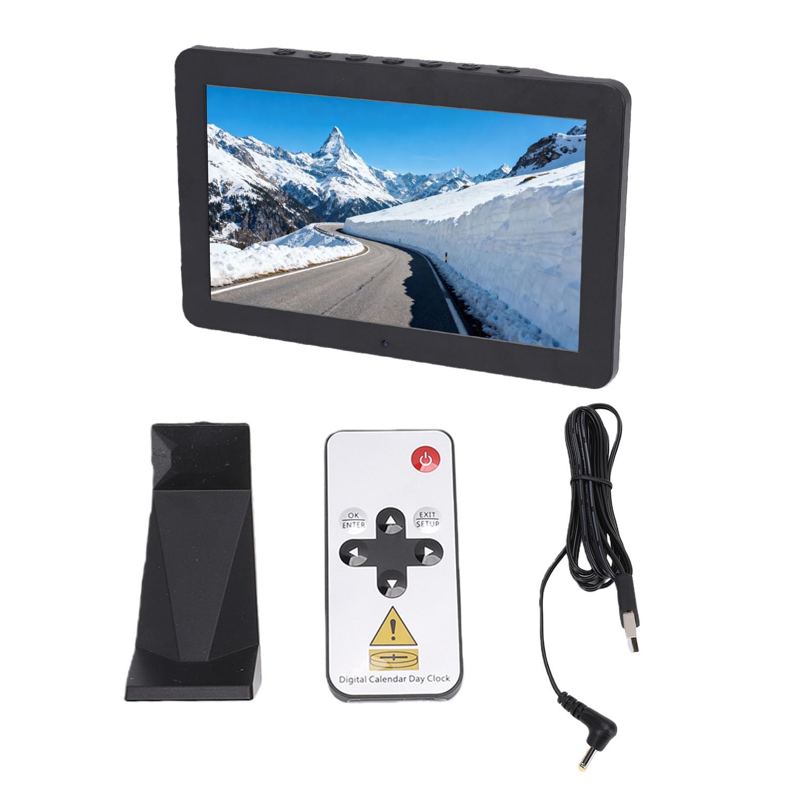 FTVOGUE Reloj Digital Grande de 10,1 Pulgadas con Reproducción de Video Múltiples Alarmas Ajuste de Brillo 12 Opciones de Idioma para Usuarios Internacionales Tamaño de Pantalla ABS: 10,1 Pulgadas