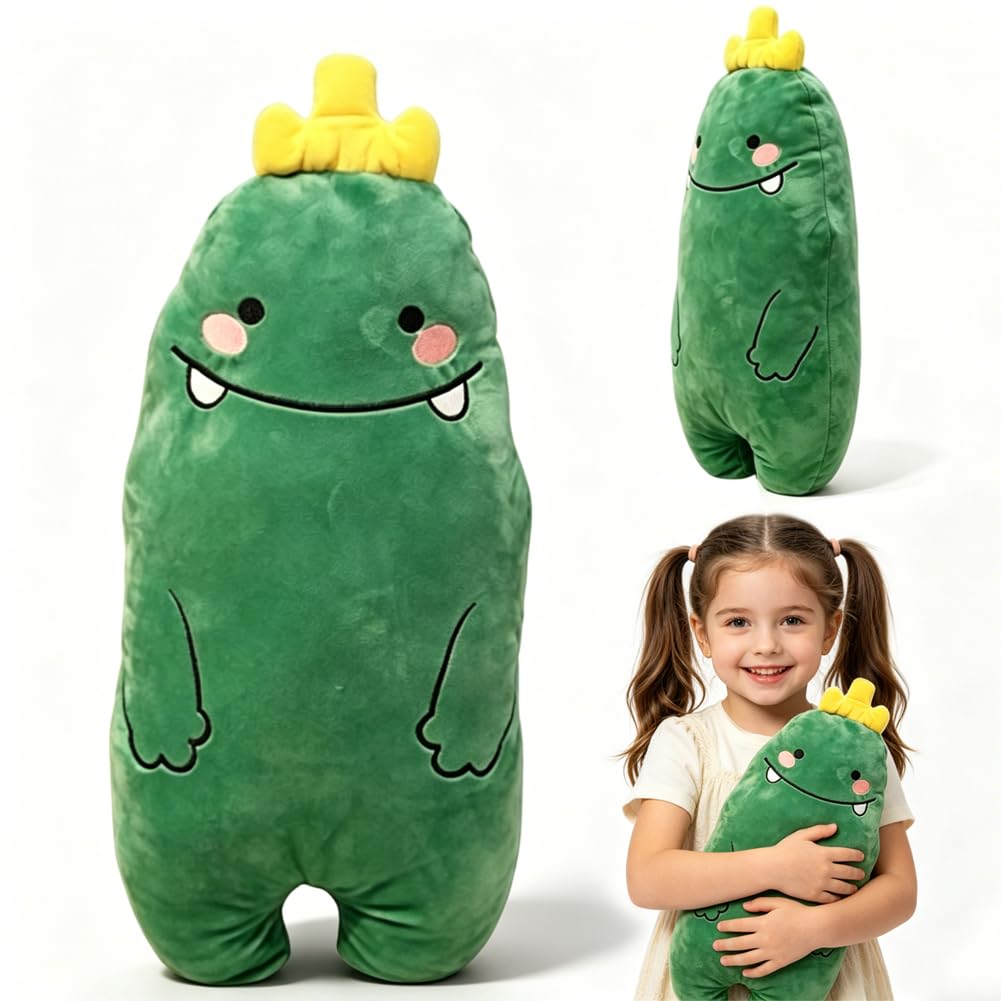 APPCRFM 35CM Cute Dinosaur Plush Toys, Plush Stuffed Animal Dino Hugging Pillow Soft 3D Pom Plush Toy, Birthday Gifts for Kids Girls Boys Green