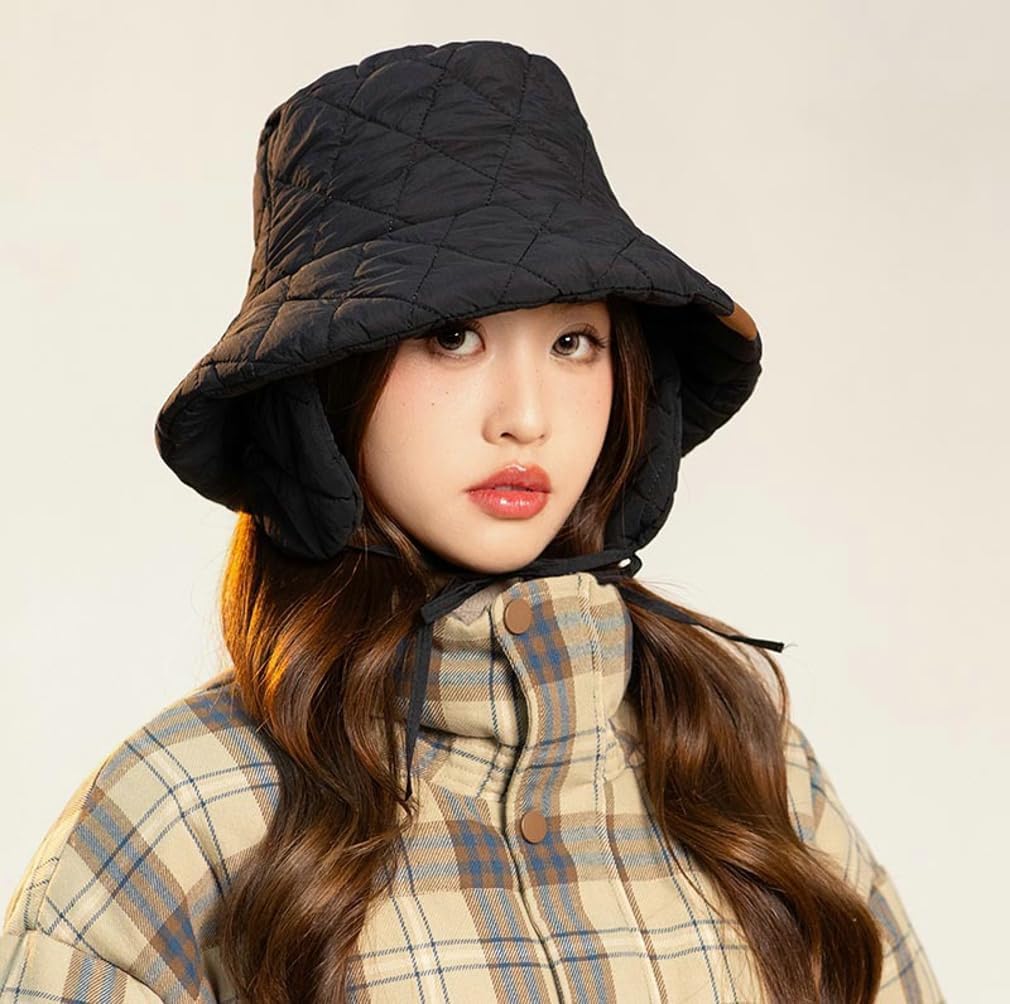 Winter Bucket Hat with Ear Flaps Fuzzy Beanie Hat Warm Beanies Hat Fisherman Cap for Women Men Cloche Hat Aviator Caps - Image 4