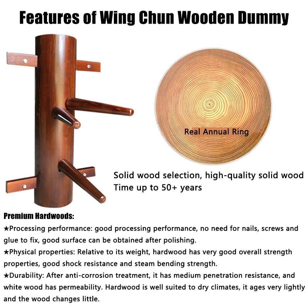 Mannequin Wing Chun Rotatif 360° – Hauteur Réglable, Fixation Mur/sol, Ventouses, Acier+PU
