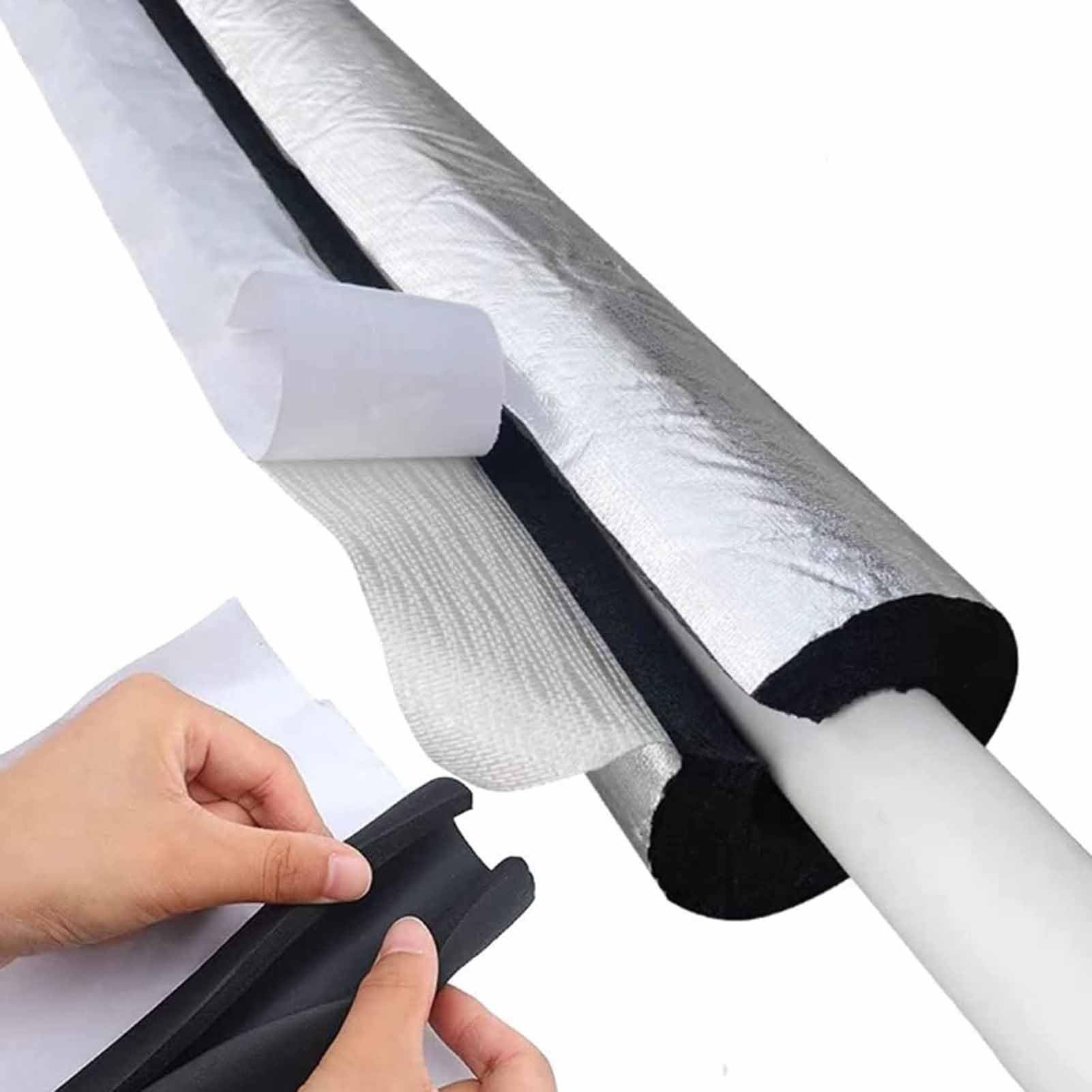Fundas de Aislamiento Térmico para Tuberías Exteriores Coquilla Aislante De Papel De Aluminio Autoadhesivo Aislante Tubo Espuma Anticongelante Manguera (ID) 219mm x (T) 30mm x (L) 0.95m