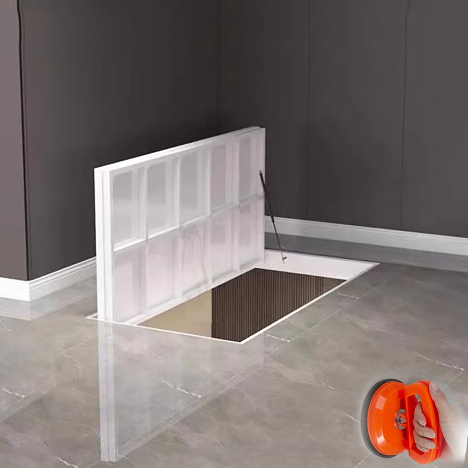 Trappe de plancher pour marbre et parquet avec châssis acier invisible