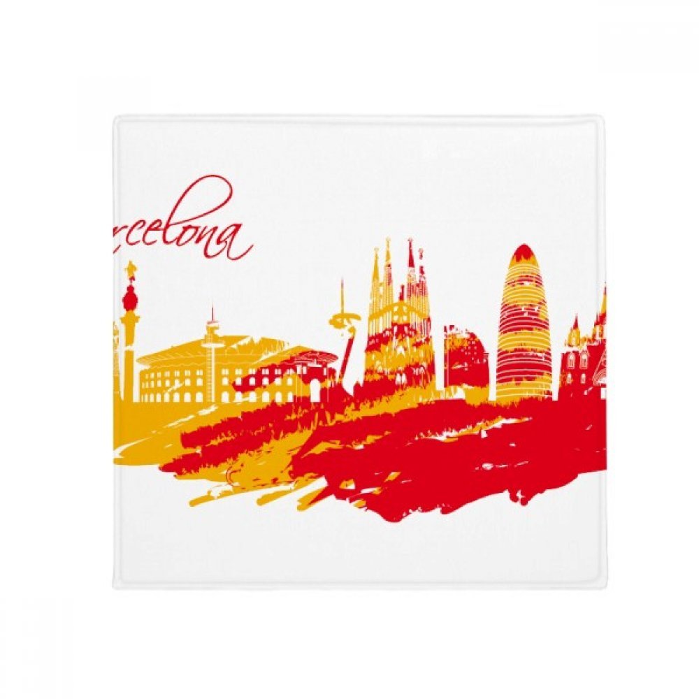 Tapis de sol Barcelona 80 cm haut de gamme : motif silhouette rouge et jaune pour intérieur chic