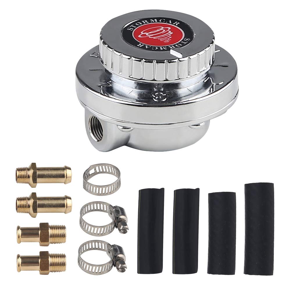 WATERWICH Fuel Pressure Regulator Kit Adjustable 15 PSI for Engine