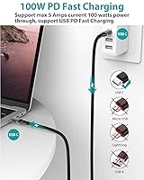 Vista 2 de Cable USB C a USB C de 6.6 pies, cable USB C 3.2 Gen 2, cable USB C de transferencia de datos de 20 Gbps, cable USB C de 100 W PD de carga rápida