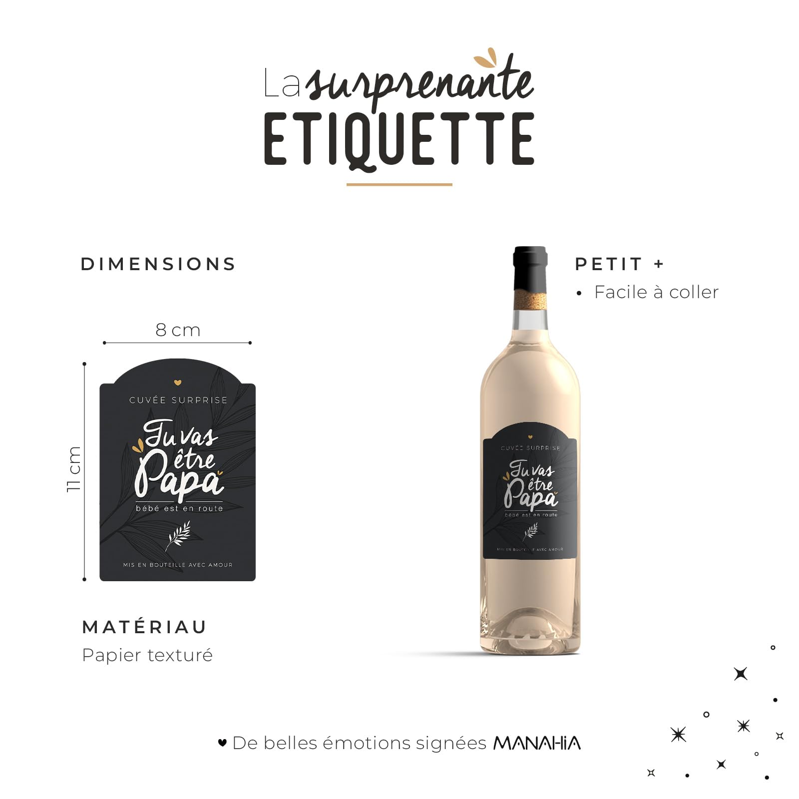 Étiquette Bouteille Annonce Naissance - "Tu Vas être Mamie/tata/papy/tonton" - Pour Vin - Cadeau Grossesse Original