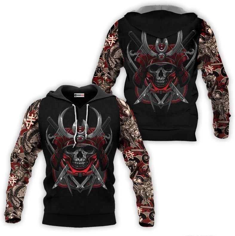 Samurai Men's Hoodie 3D Print Samurai Pullover Sweatshirts Unisex Long Sleeve Casual Hooded