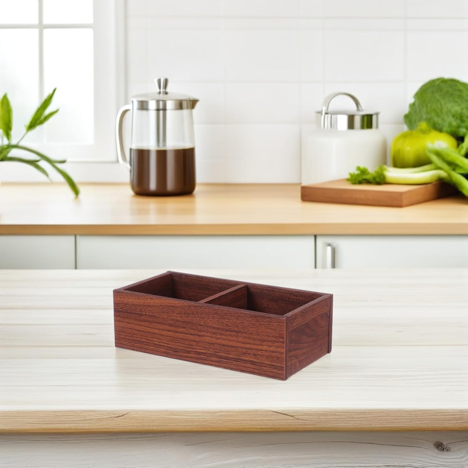 Wood Tea Bag Organizer Chest for Sugar Packets Large Capacity