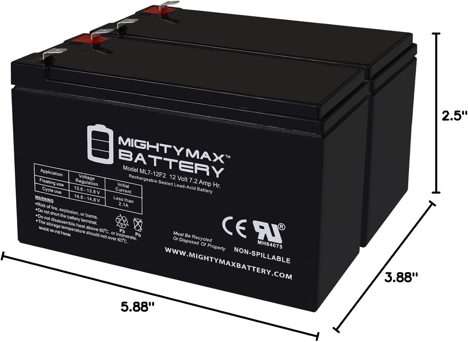 Mighty Max Battery 12V 7Ah F2 Replacement Battery for Mercedes Benz SLR 722S - 8 Pack
