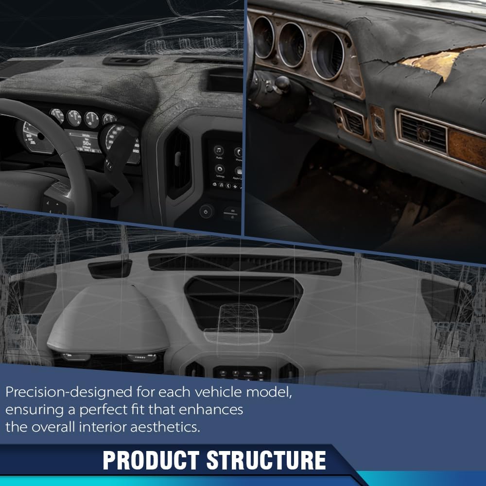 PIT66 TPE Dash Bezel Cover Dashboard Panel Compatible with LX RX330 2004-2006/ LX RX350 2007-2009/ LX RX400h 2006-2008 Black