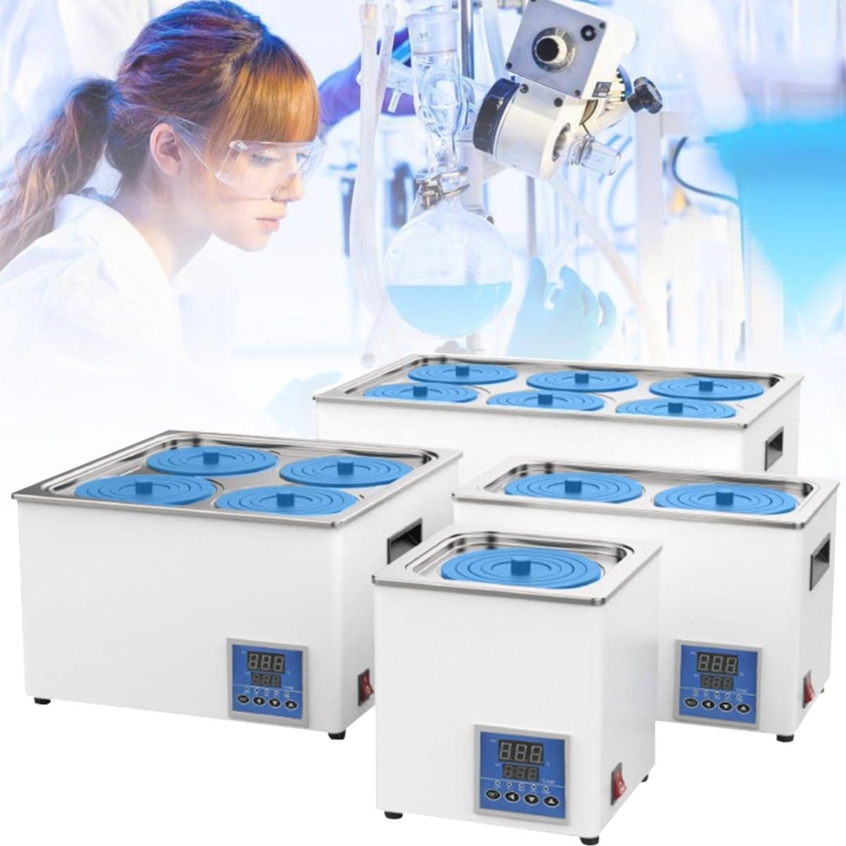 Elektryczna łaźnia wodna, podgrzewane wiadro wodne, laboratoryjna cyfrowa łaźnia wodna, regulowana temperatura, z funkcją pomiaru czasu, pokrywa ochronna, do sprzętu laboratoryjnego,1Hole