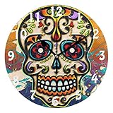 SEULIFE Wall Clock Mexican Sugar Skull, Silent Non Ticking Clock for Kitchen Living Room Bedroom...