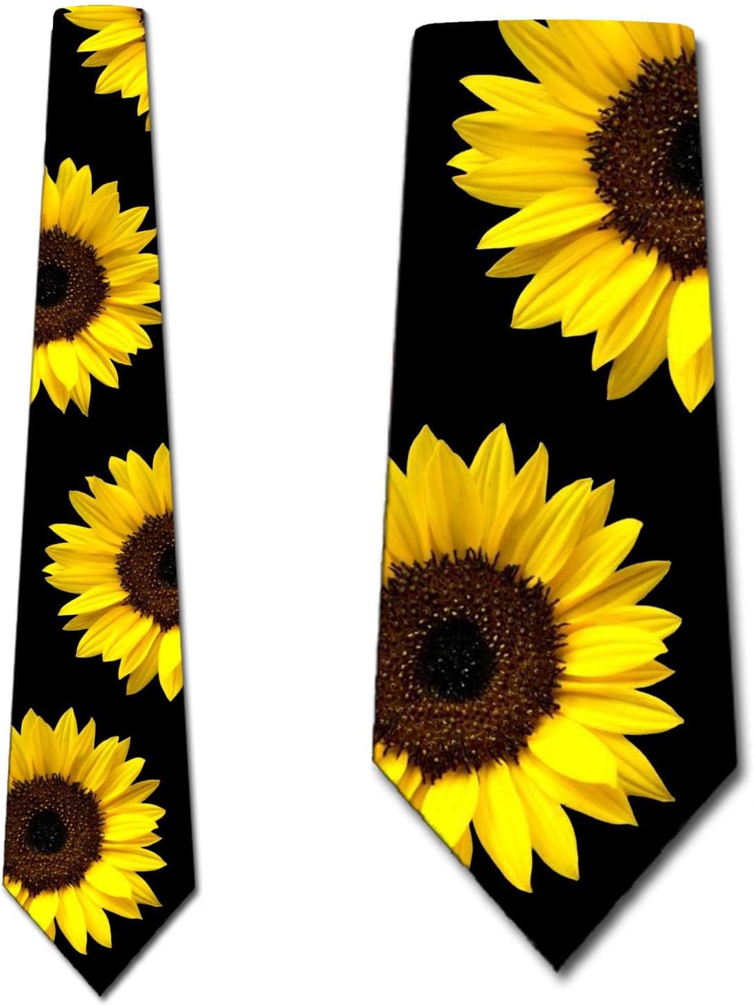 Three Rooker Sunflower Ties Mens Floral Necktie Yellow Flower Tie