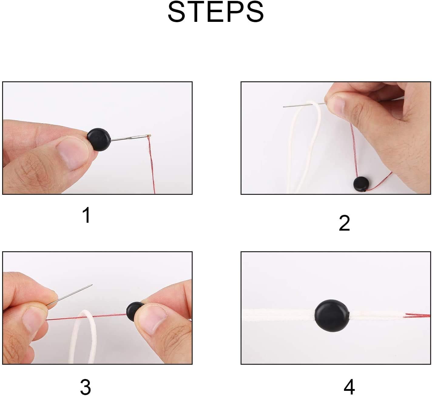 PLAZALA Cord Lock Flat Elastic Buckle Soft Plastic Silicone Flat Elastic Adjustment Buckle Adult Children Masker Elastic Adjustment Accessories (Black, 100pcs)