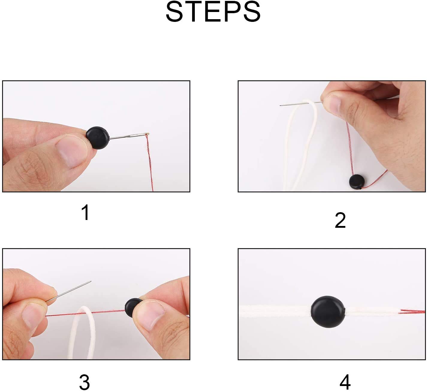 PLAZALA Cord Lock Flat Elastic Buckle Soft Plastic Silicone Flat Elastic Adjustment Buckle Adult Children Masker Elastic Adjustment Accessories (Black, 50pcs)