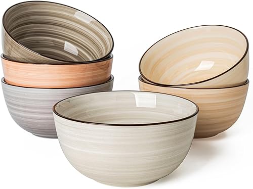 Sweese Juego de 6 cuencos de sopa de 20 onzas para cereales, aperitivos, arroz, ensalada, guarniciones, cuencos de porcelana para decoración de disponible en Yaxa Venezuela