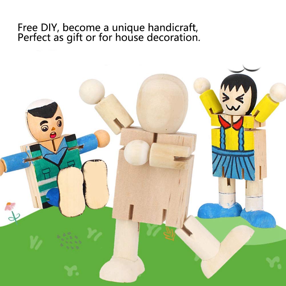 Robot de Madera Hecho a Mano, Formas de Personas de Madera, Juego de 10 Figuras Artesanales de Pintura DIY para Decoración única del Hogar y Expresión Artística
