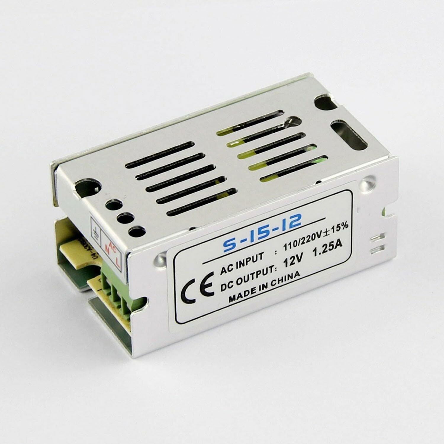 DC12V 12.5A 15W DC Universal Regulated Switching Power Supply, Converter AC 110/220V to DC 12V LED Power Adapter Transformer Driver for CCTV, LED Strip light, Radio, Computer Project (15W)