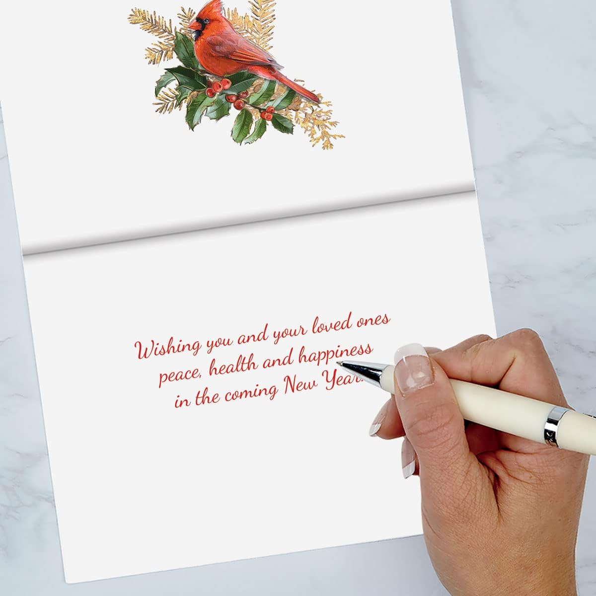 Birds and Boughs Christmas Cards- 24 Festive Greeting cards With Envelope Seals