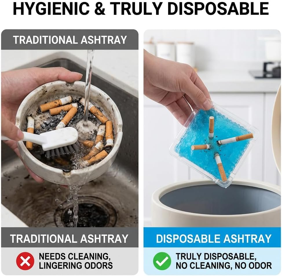 Extra-Large Smokeless Ashtray, Indoor Magic Sand, Portable Disposable Outdoor Plastic Odorless