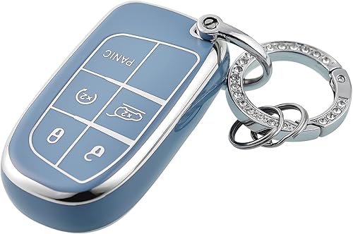 OFFCURVE Funda para llavero con llavero para Jeep Dodge, funda de protección de TPU suave para Jeep Grand Cherokee Renegade Chrysler 200 300 Dodge